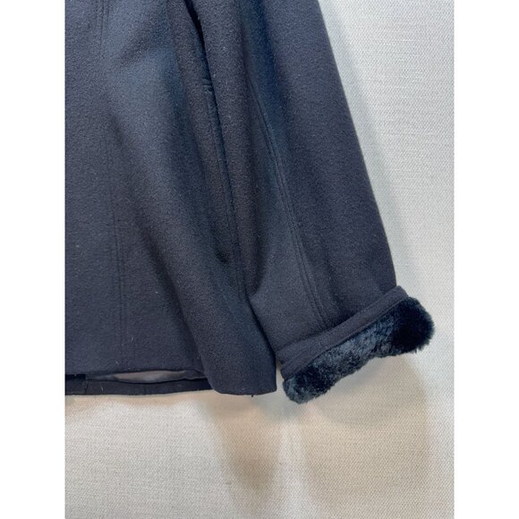 St. John's Bay Women's Faux Fur Wool Coat Long Sleeve Size X-Large Black - Picture 9 of 10